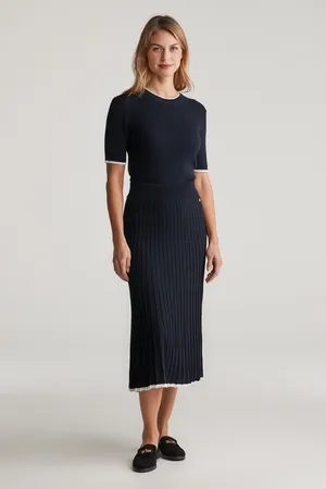 GANT SUKNĚ KNITTED VISCOSE SKIRT EVENING BLUE
