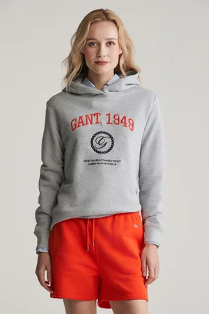 GANT MIKINA REG CREST HOODIE LIGHT GREY MELANGE