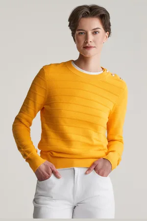 GANT SVETR TEXTURED COTTON C-NECK DAFFODIL YELLOW