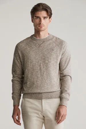 GANT SVETR COTTON SLUB C-NECK DESERT BROWN