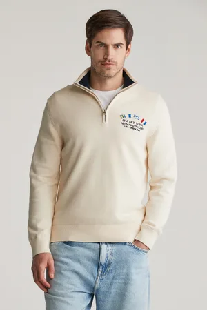 GANT SVETR NAUTICAL FLAGS HALF ZIP CREAM