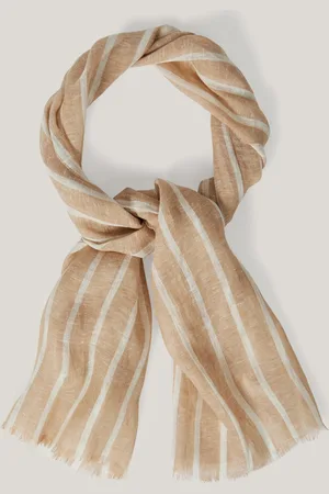 GANT ŠÁTEK STRIPED LINEN LIGHTWEIGHT SCARF DRY SAND