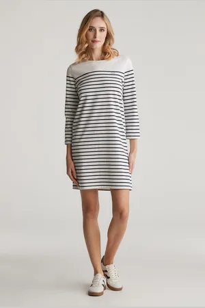 GANT ŠATY REG BRETON BRACELET SLEEVE DRESS EGGSHELL