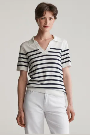 GANT SVETR FINE KNIT STRIPED SS RUGGER CREAM