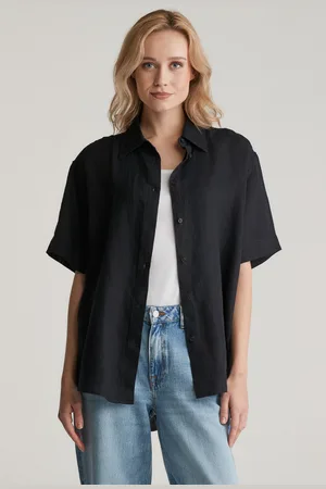 GANT KOŠILE REL LINEN SS SHIRT BLACK
