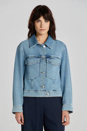 GANT BUNDA CROPPED DENIM JACKET MID BLUE BROKEN IN