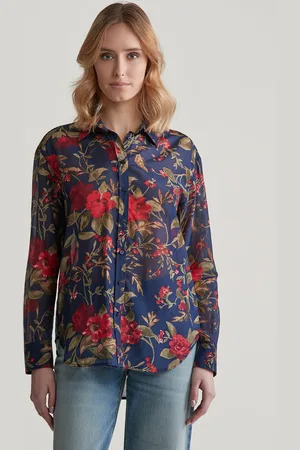 GANT KOŠILE REL ROSE PRINT COT SILK SHIRT CLASSIC BLUE