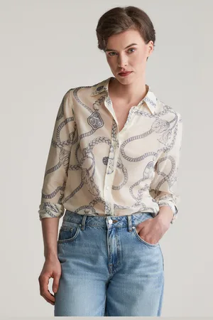 GANT KOŠILE REG SAILING PRINT COT SILK SHIRT CREAM