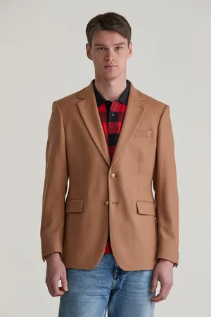 GANT SAKO SLIM WOOL FLANNEL CLUB BLAZER CARAMEL BEIGE
