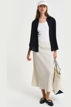 GANT SUKNĚ LINEN BLEND SKIRT BLACK