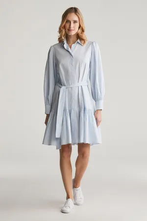 GANT ŠATY REG CLASSIC POPLIN STRIPED DRESS FRESH BLUE