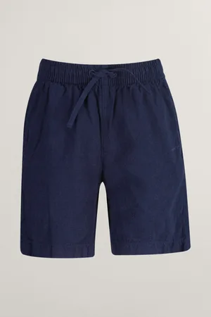 GANT ŠORTKY COTTON LINEN SHORTS MARINE