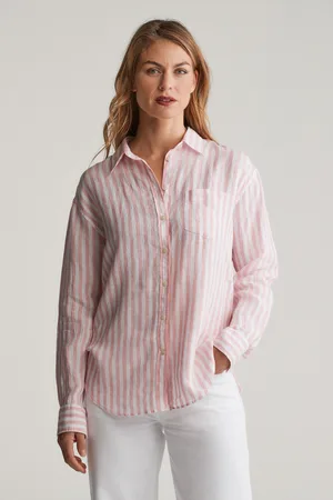 GANT KOŠILE REL STRIPED LINEN SHIRT DRY SAND