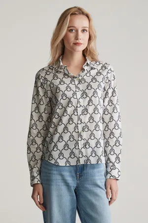GANT KOŠILE REG ROPE PRINT COT VOILE SHIRT CREAM