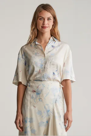 GANT KOŠILE REL FLORAL PRINT SS SHIRT PUTTY