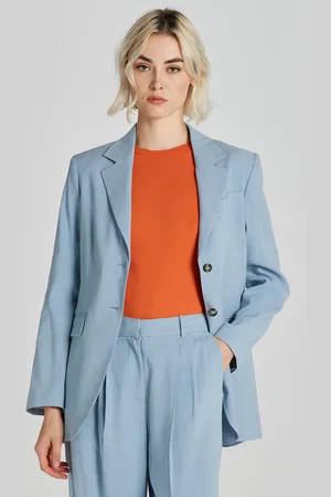 GANT SAKO REG STRETCH LINEN BLAZER DOVE BLUE