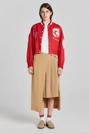 GANT BUNDA CROPPED VARSITY JACKET BRIGHT RED