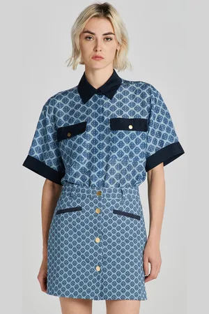 GANT KOŠILE REL MONOGRAM PRINT SS BLOUSE SALTY SEA