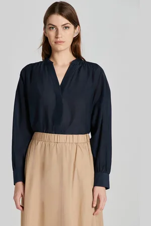 GANT HALENKA REL COT SILK BLOUSE EVENING BLUE