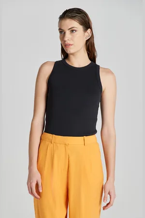 GANT TOP HIGH NECK RIB TANK TOP BLACK