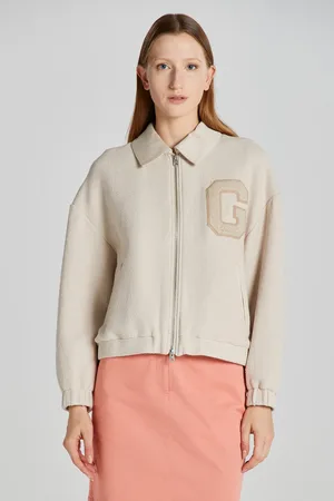 GANT BUNDA TEXTURED VARSITY JACKET SOFT OAT