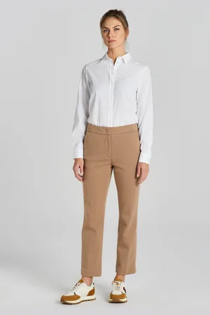 GANT KALHOTY JERSEY CIGARETTE PANT DARK KHAKI
