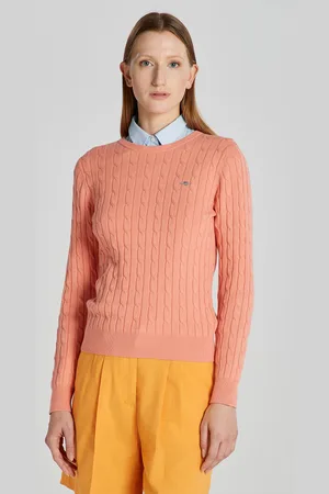 GANT SVETR STRETCH COTTON CABLE C-NECK PEACHY PINK