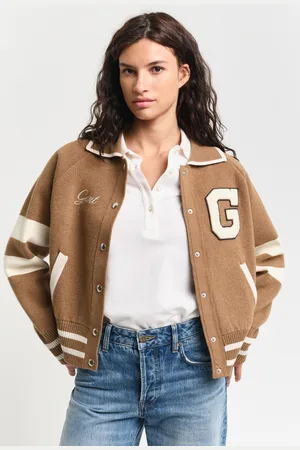 GANT KARDIGÁN VARSITY KNITTED JACKET WARM KHAKI