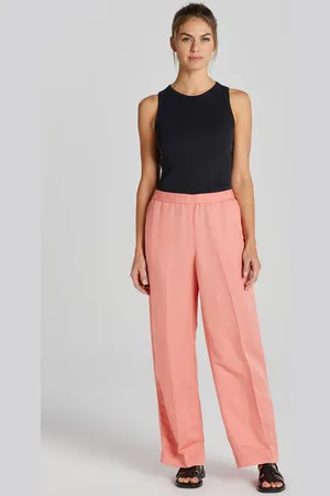 GANT KALHOTY REL LINEN BLEND PULL ON PANTS PEACHY PINK