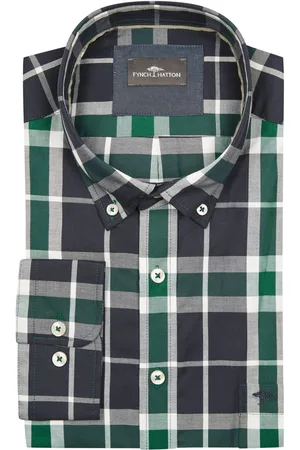 Fynch-Hatton Velké Velikosti Károvaná košile pro volný čas s límečkem Button-Down