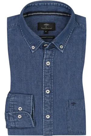 Fynch-Hatton Velké Velikosti Košile v denimovém vzhledu s propínacím límečkem (button-down)