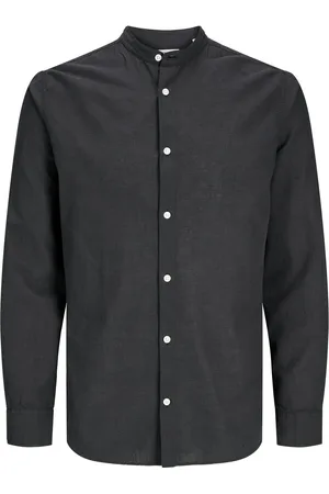 JACK & JONES Velké Velikosti Jednobarevná košile se lnem a stojáčkem