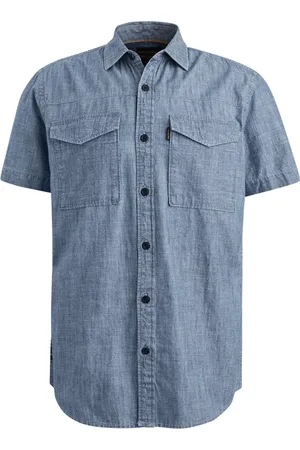 PME Legend™ Velké Velikosti Košile s krátkým rukávem z denimu s recyklovanou bavlnou