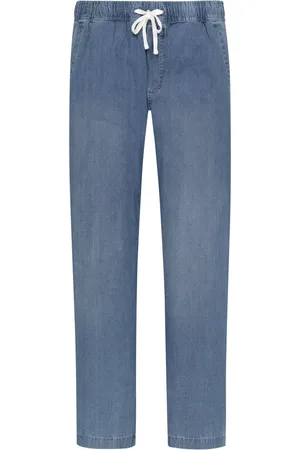JP 1880 Velké Velikosti Chino kalhoty v denimovém vzhledu s pružným pasem, relaxed fit
