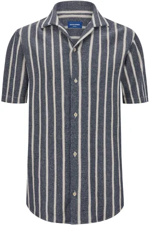 JACK & JONES Velké Velikosti Bavlněná strukturovaná košile s krátkým rukávem a proužky