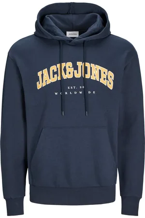 JACK & JONES Velké Velikosti Mikina s kapucí ze směsi bavlny s potiskem značky