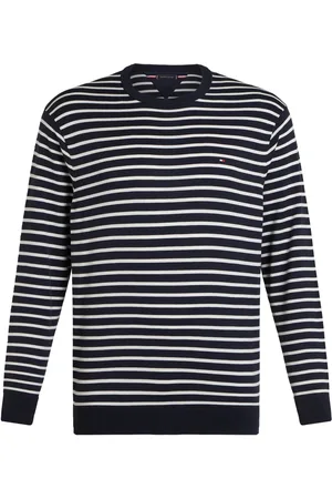 Tommy Hilfiger Velké Velikosti Svetr z bavlny a s proužkovaným vzorem a výšivkou loga