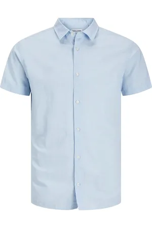 JACK & JONES Velké Velikosti Jednobarevná košile s krátkým rukávem a se lnem