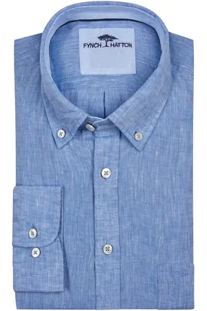Fynch-Hatton Velké Velikosti Lněná košile s propínacím límečkem (button-down)