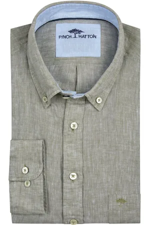 Fynch-Hatton Velké Velikosti Lněná košile s propínacím límečkem (button-down)