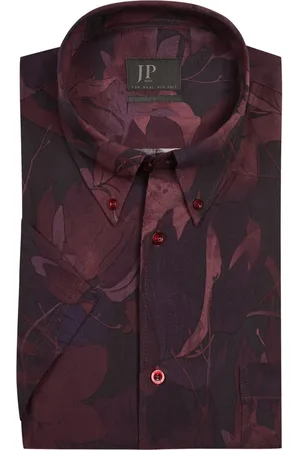 JP 1880 Velké Velikosti Měkká košile s krátkým rukávem z viskózy s florálním potiskem, modern fit