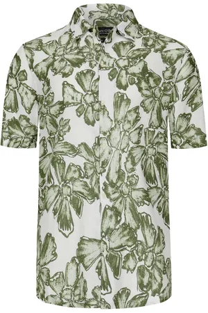Marc O’ Polo Velké Velikosti Lněná košile s krátkým rukávem a florálním potiskem, regular fit