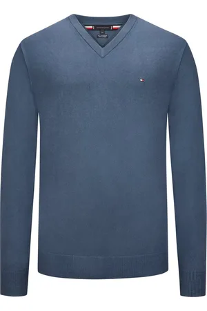 Tommy Hilfiger Velké Velikosti Jemný svetr z pima bavlny a kašmíru, se špičatým výstřihem