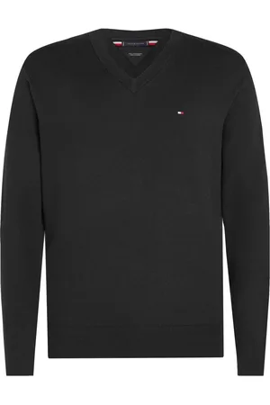 Tommy Hilfiger Velké Velikosti Jemný svetr z pima bavlny a kašmíru, se špičatým výstřihem
