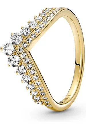 PANDORA Třpytivý pozlacený prsten s diadémem Shine Timeless 167736C01 52 mm