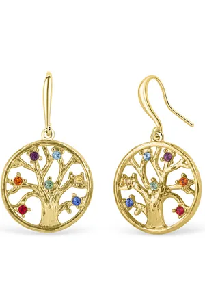 Crystalp Slušivé pozlacené náušnice s krystaly Chakra Tree of life 40093.MLT.G