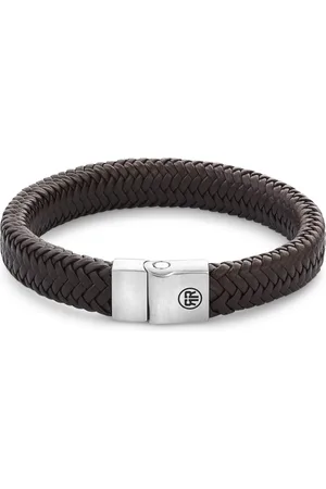 Rebel & Rose Hnědý kožený náramek Herringbone Brown Matt RR-M0022-S 19 cm - L