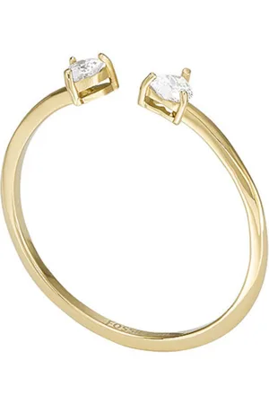 Fossil Něžný pozlacený otevřený prsten s krystaly JF04359710 49 mm