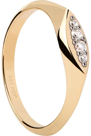 PDPAOLA Elegantní pozlacený prsten se zirkony Gala Vanilla AN01-A52 48 mm