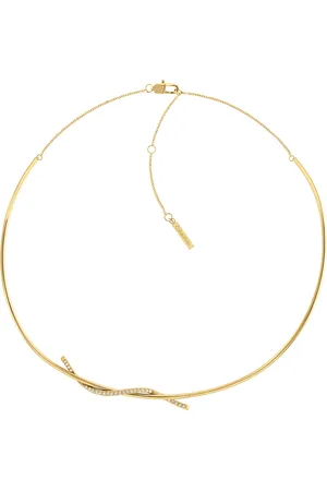 Calvin Klein Slušivý pozlacený náhrdelník s krystaly Crystallized Weave 35000511